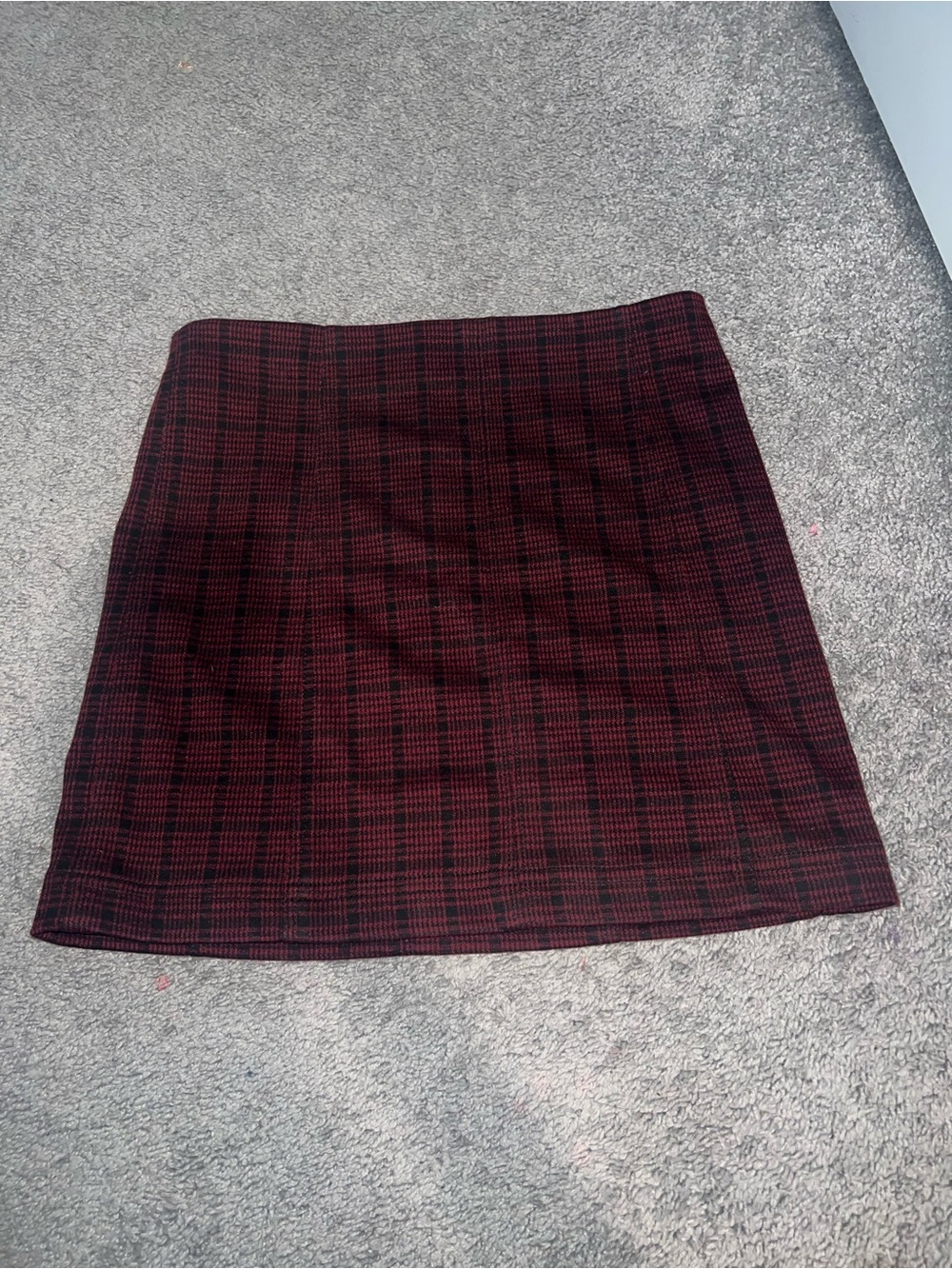 Jolt Burgundy and Black Plaid Mini Skirt